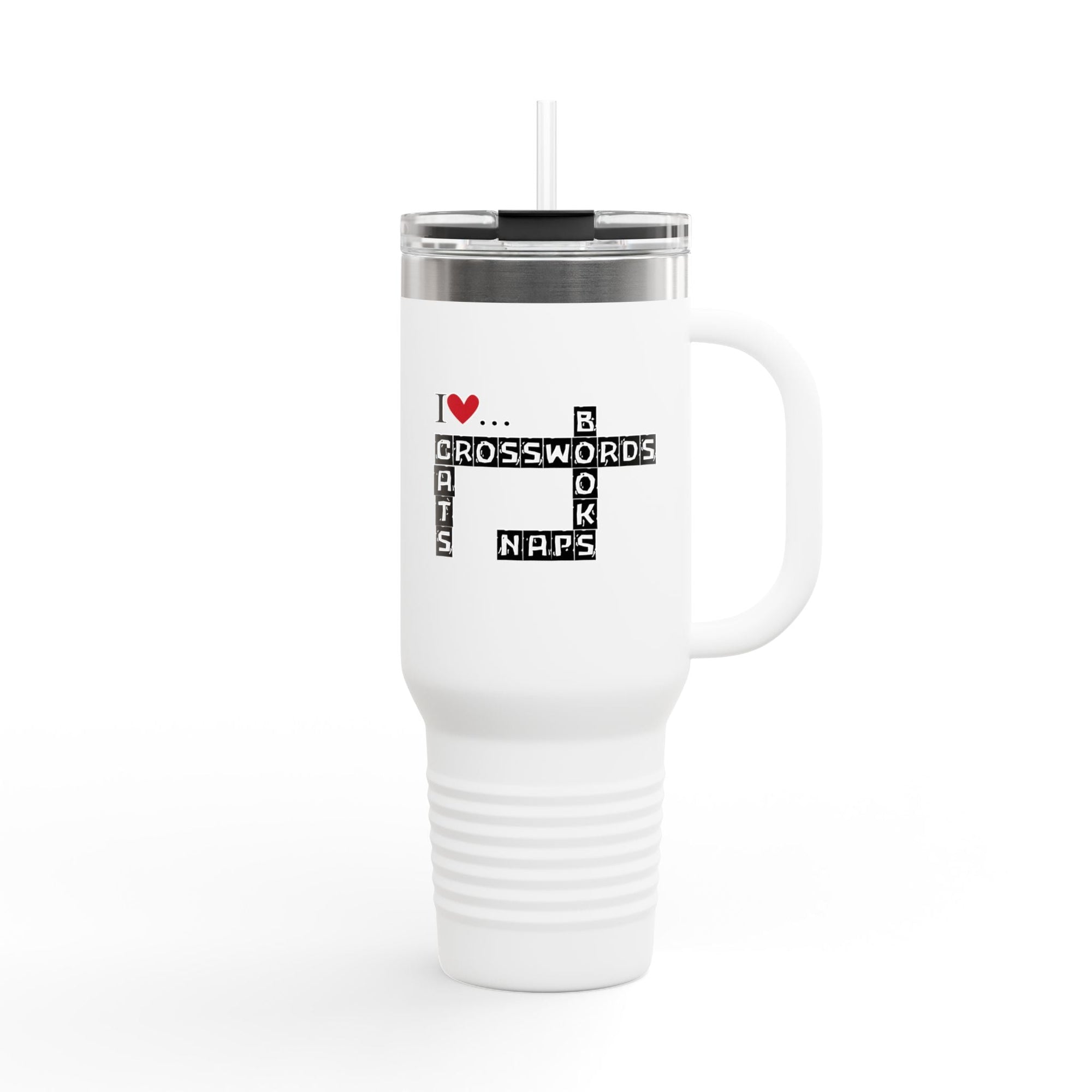 I Love Crosswords Insulated Travel Mug - 40oz Cat Lover Gift - Drinkware, Travel Mugs - EpiAl's Shop