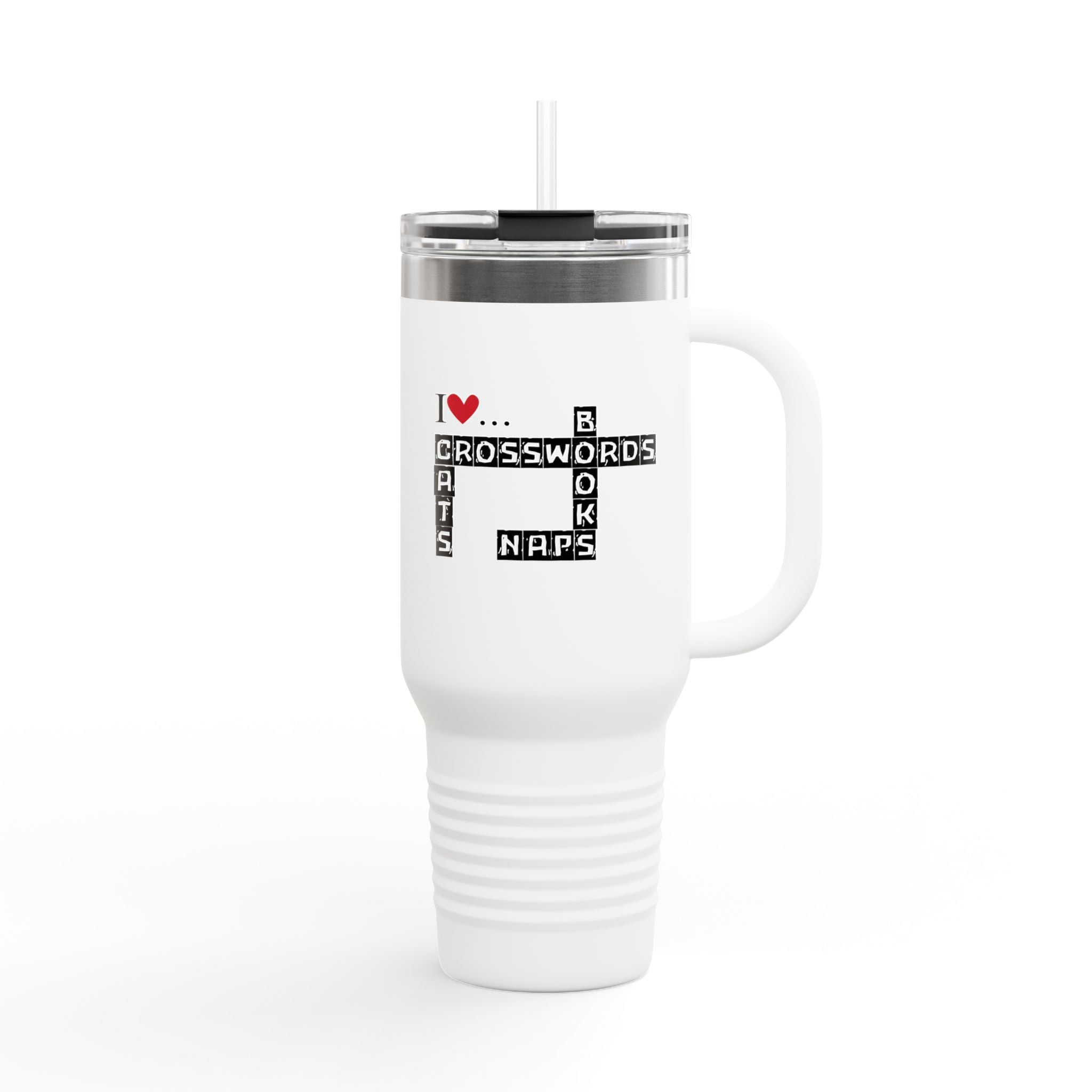 I Love Crosswords Insulated Travel Mug - 40oz Cat Lover Gift - Drinkware, Travel Mugs - EpiAl's Shop