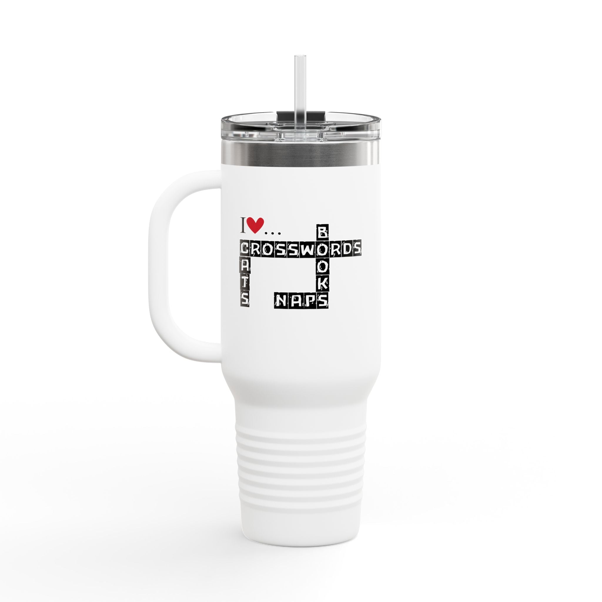 I Love Crosswords Insulated Travel Mug - 40oz Cat Lover Gift - Drinkware, Travel Mugs - EpiAl's Shop