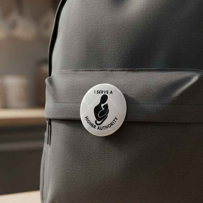 I Serve a Higher Authority Cat Pinback Button – Minimalist Silhouette - Buttons, Pinback - EpiAl's Shop