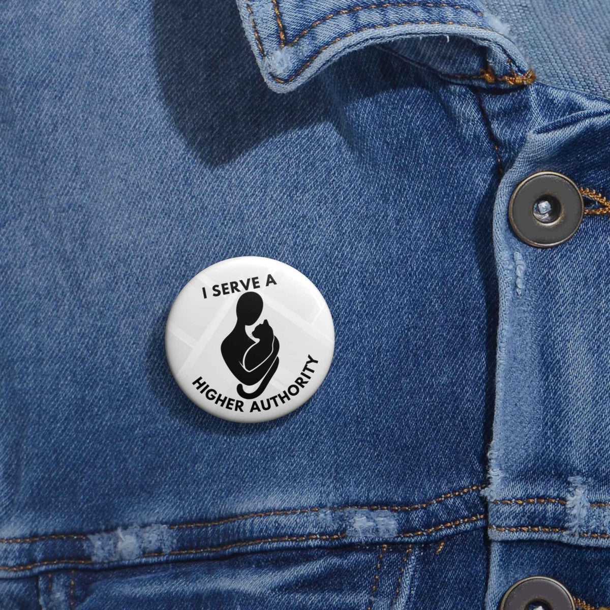 I Serve a Higher Authority Cat Pinback Button – Minimalist Silhouette - Buttons, Pinback - EpiAl's Shop