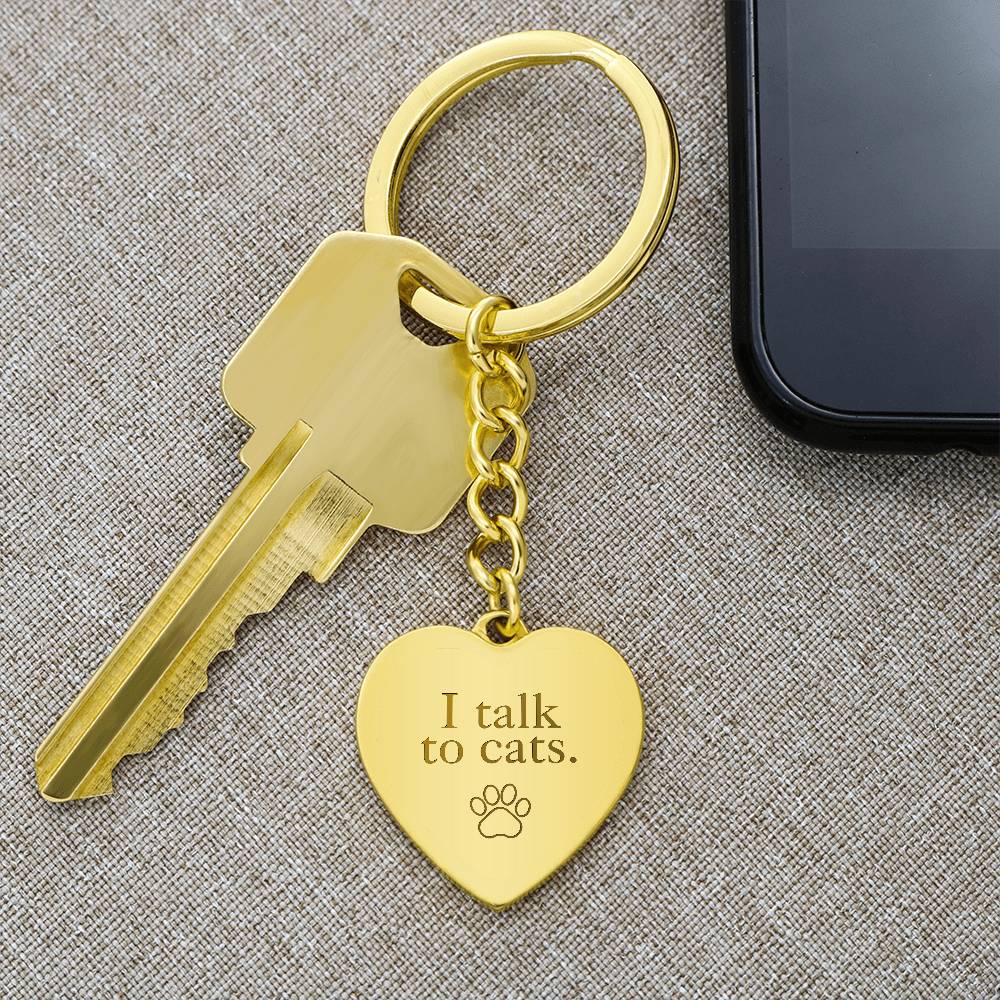 I Talk to Cats Engraved Heart Keychain - Jewelry - Epileptic Al’s Shop