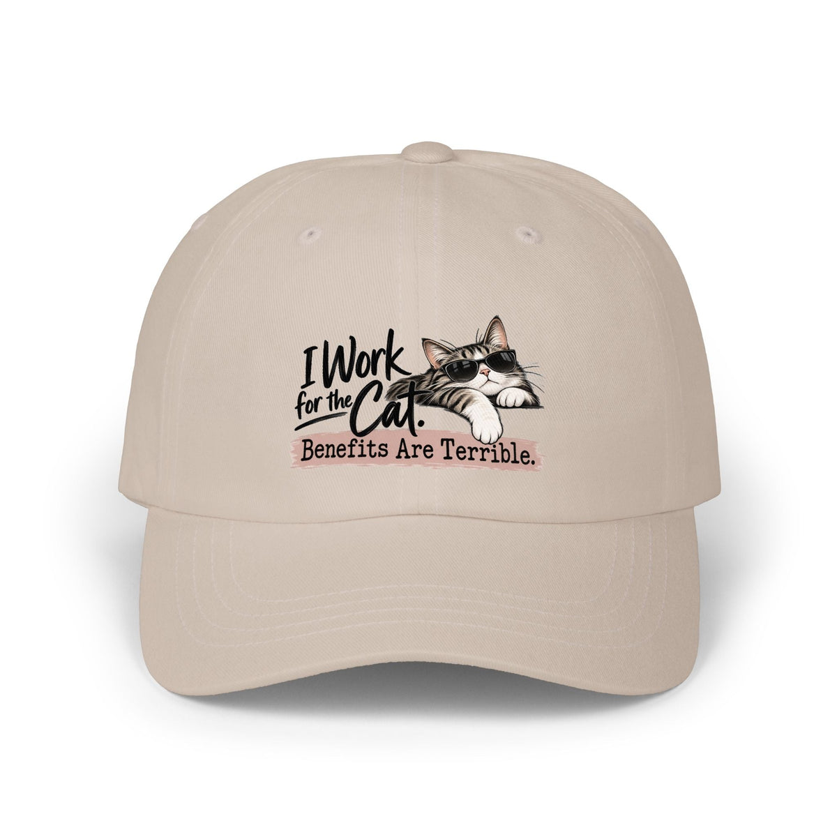 I Work for the Cat Benefits Are Terrible Dad Hat | Funny Cat Lover Cap - Hats, Baseball & Trucker - EpiAl's Shop