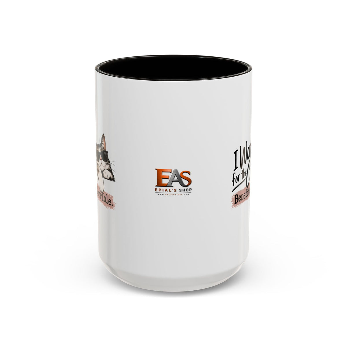 I Work for the Cat Coffee Mug | Funny Cat Lover Ceramic Mug (11oz/15oz) - Drinkware, Coffee Mugs - EpiAl's Shop