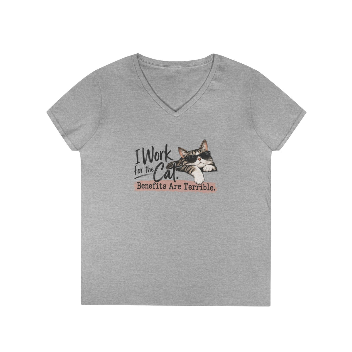 I Work for the Cat Women’s V-Neck T-Shirt | Funny Cat Lover Tee - Clothing, Women, T-Shirts - EpiAl's Shop