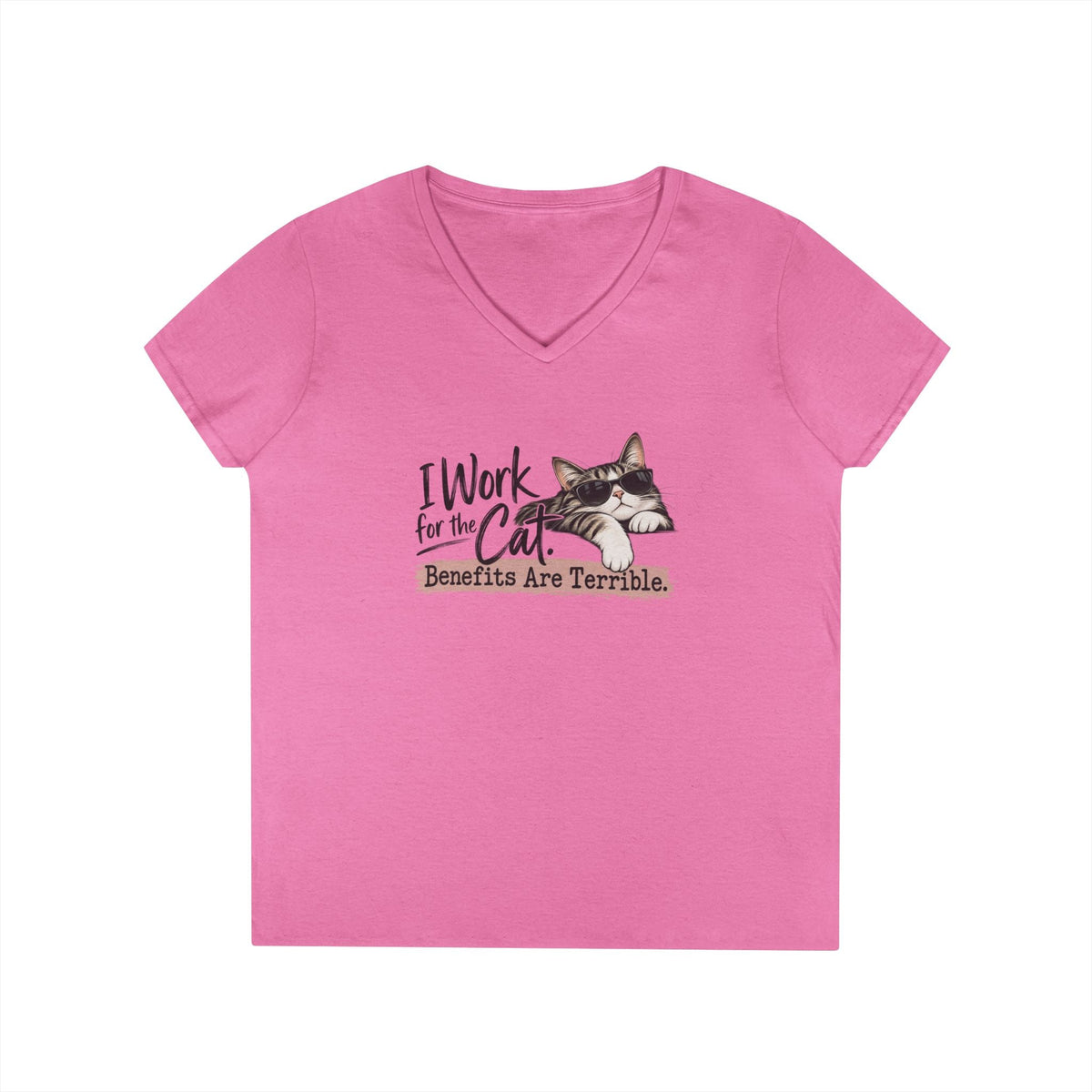 I Work for the Cat Women’s V-Neck T-Shirt | Funny Cat Lover Tee - Clothing, Women, T-Shirts - EpiAl's Shop