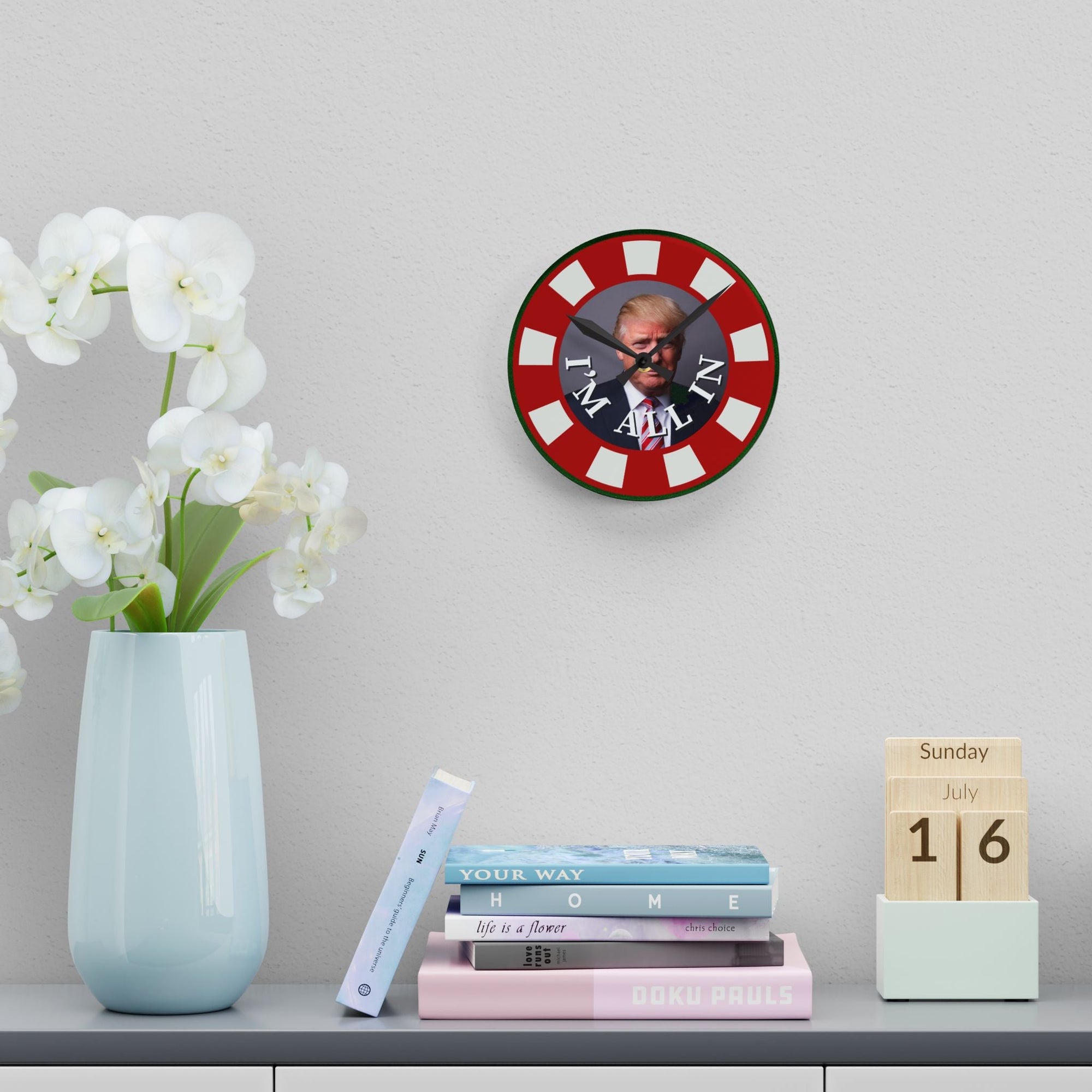 I'm All In with Trump Acrylic Wall Clock – Bold Design for Unique Home Decor - Decor, Home, Wall Clocks - EpiAl's Shop