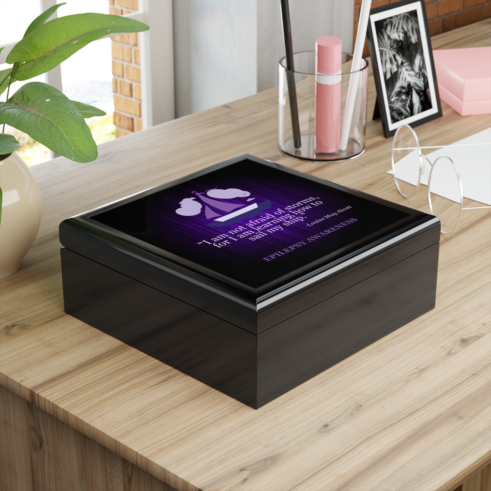 Inspirational Epilepsy Awareness Jewelry Box | Gift for Awareness - Decor, Bedroom, Jewelry Boxes - EpiAl's Shop