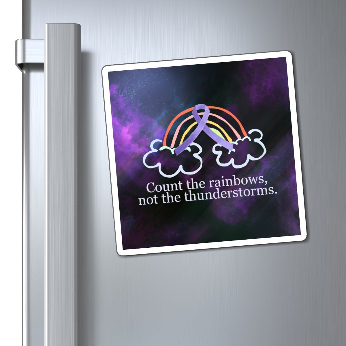 Inspirational Rainbow Magnet - 'Count the Rainbows, Not the Thunderstorms' - Decor, Kitchen, Magnets - EpiAl's Shop