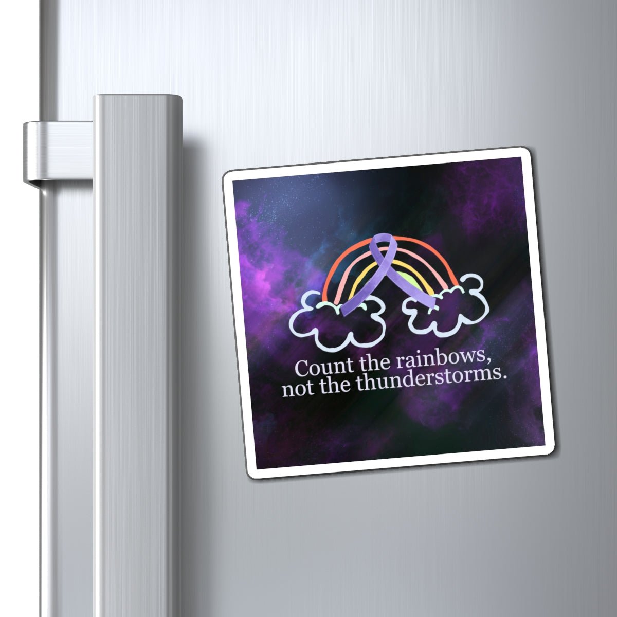 Inspirational Rainbow Magnet - 'Count the Rainbows, Not the Thunderstorms' - Decor, Kitchen, Magnets - EpiAl's Shop