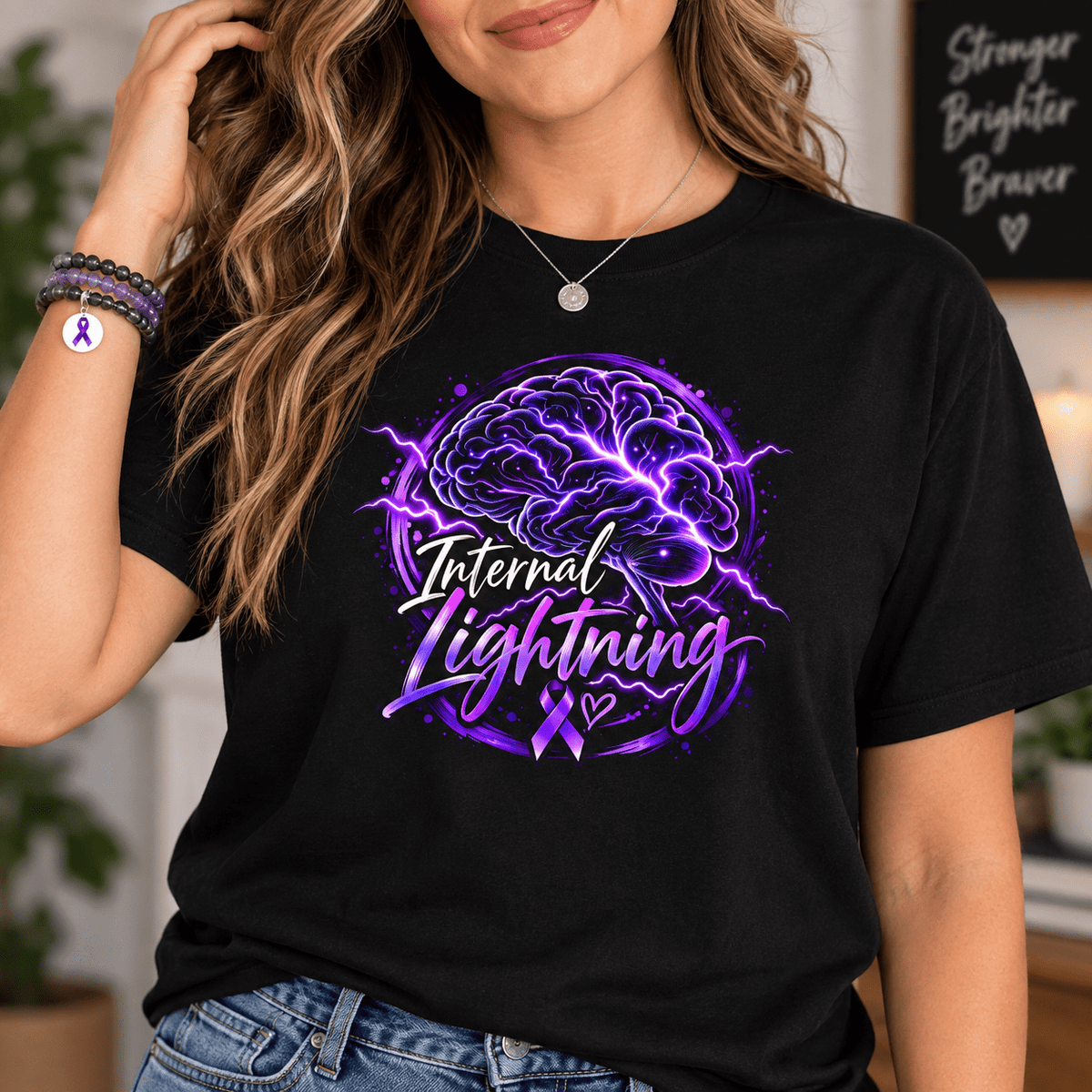 Internal Lightning Epilepsy Awareness Garment-Dyed T-Shirt - Clothing, Unisex, T-Shirts - EpiAl's Shop