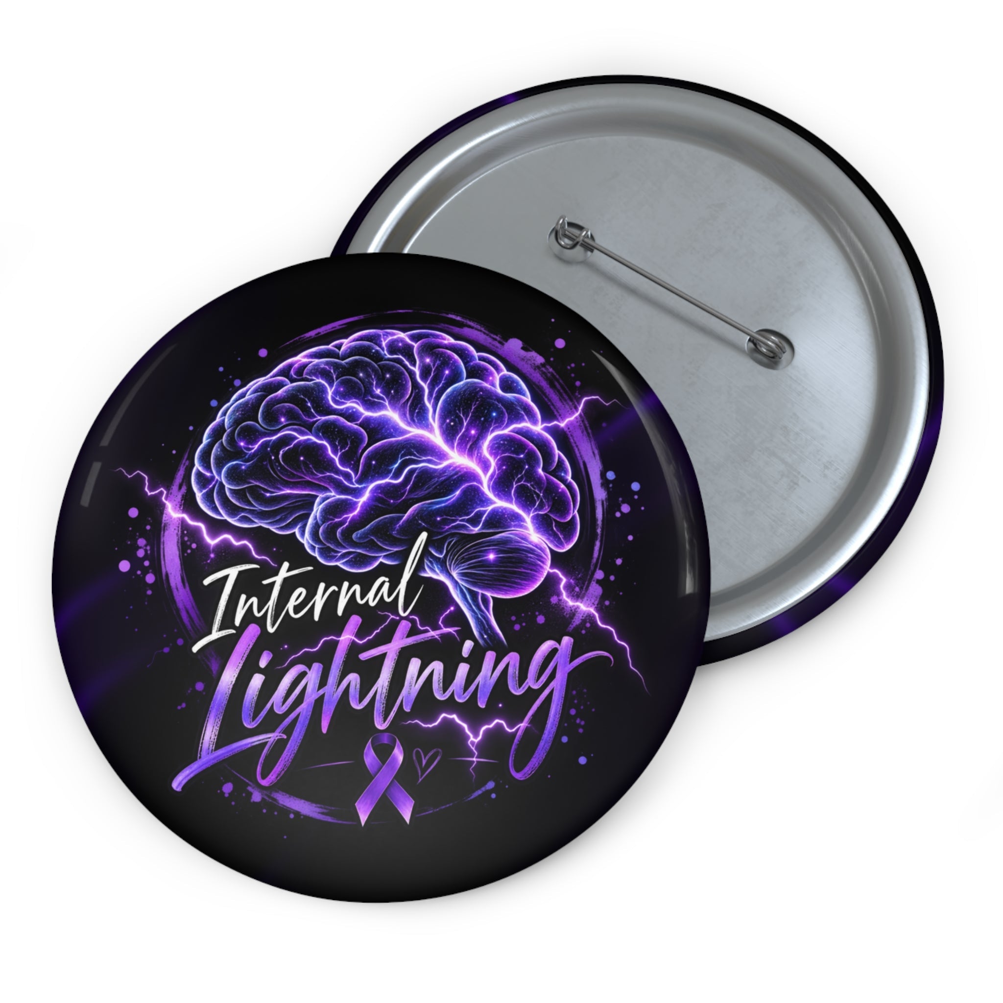 Internal Lightning Epilepsy Awareness Pinback Button - Buttons, Pinback - EpiAl's Shop