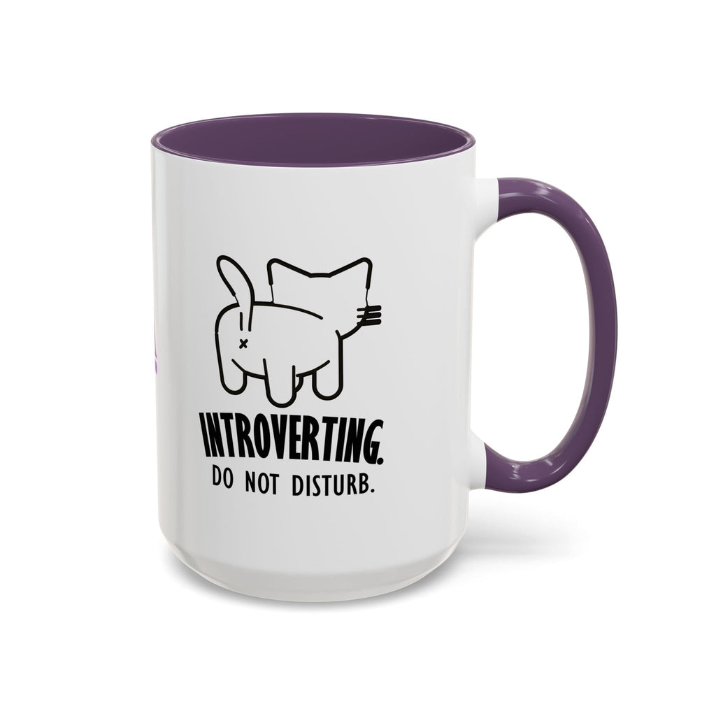 Introverting. Do Not Disturb. Two-Tone Cat Coffee Mug (11oz & 15oz) - Drinkware, Coffee Mugs - EpiAl's Shop