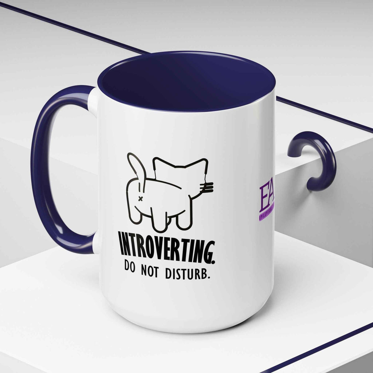Introverting. Do Not Disturb. Two-Tone Cat Coffee Mug (11oz & 15oz) - Drinkware, Coffee Mugs - EpiAl's Shop