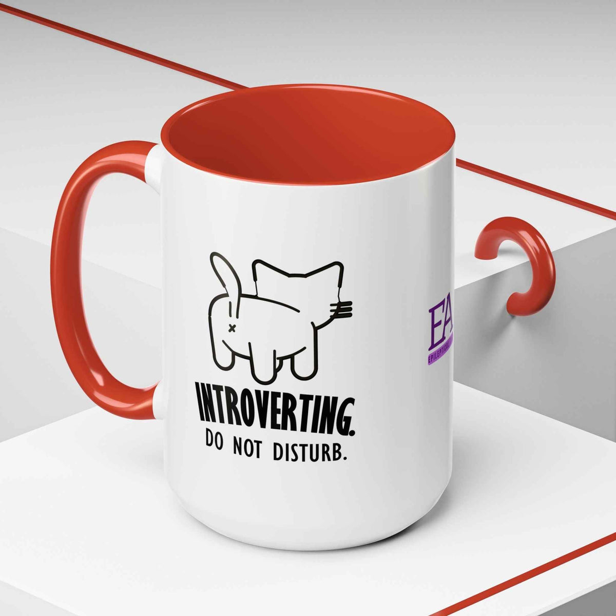 Introverting. Do Not Disturb. Two-Tone Cat Coffee Mug (11oz & 15oz) - Drinkware, Coffee Mugs - EpiAl's Shop