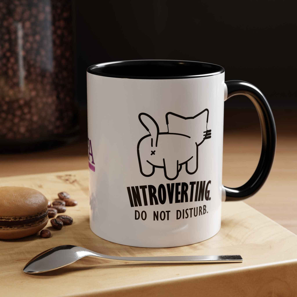 Introverting. Do Not Disturb. Two-Tone Cat Coffee Mug (11oz & 15oz) - Drinkware, Coffee Mugs - EpiAl's Shop