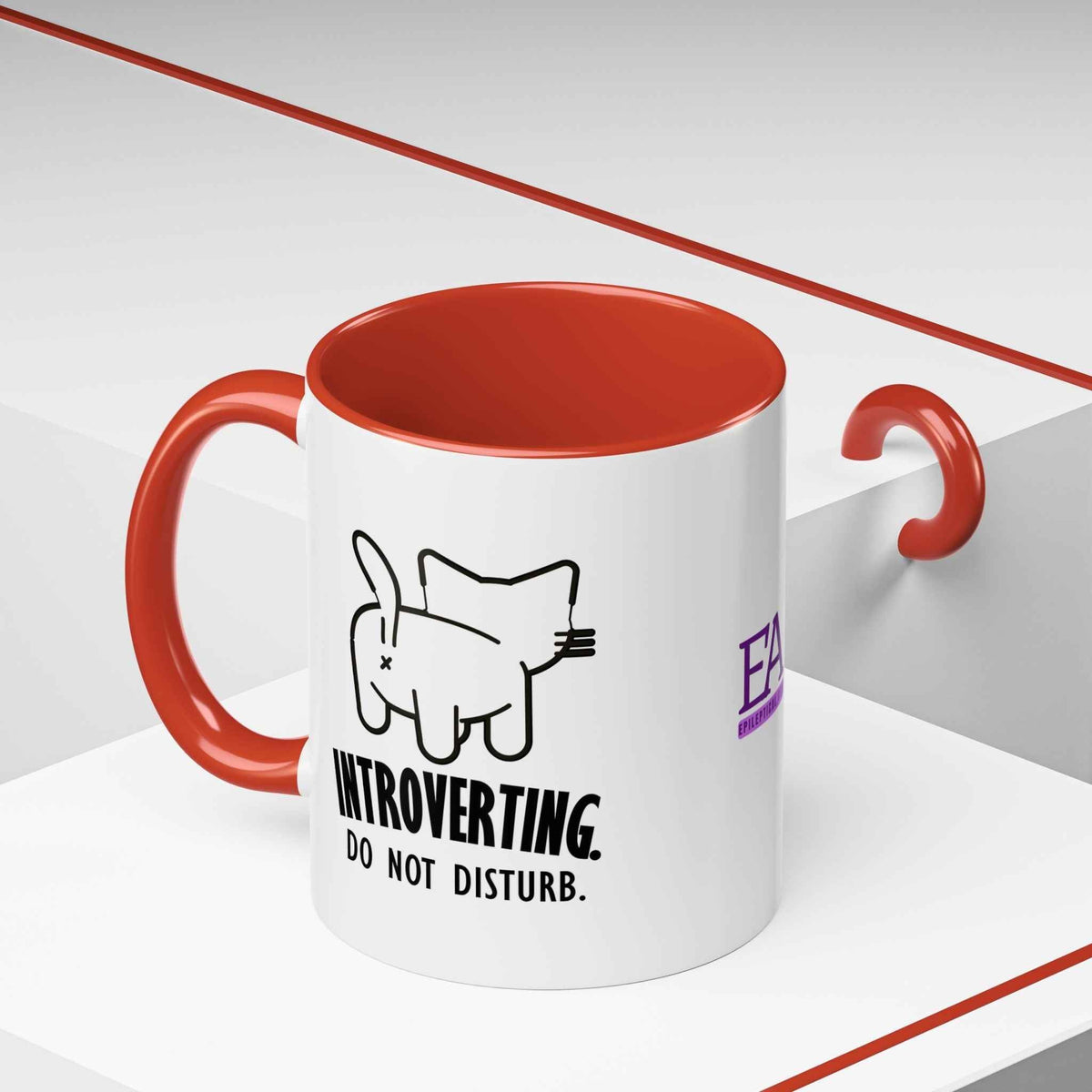 Introverting. Do Not Disturb. Two-Tone Cat Coffee Mug (11oz & 15oz) - Drinkware, Coffee Mugs - EpiAl's Shop