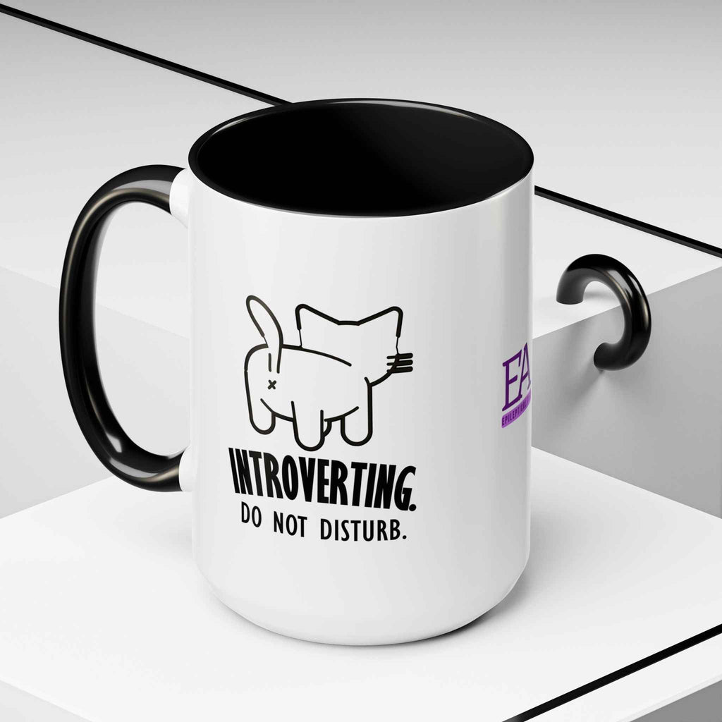 Introverting. Do Not Disturb. Two-Tone Cat Coffee Mug (11oz & 15oz) - Drinkware, Coffee Mugs - EpiAl's Shop