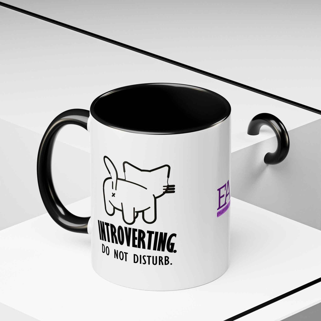 Introverting. Do Not Disturb. Two-Tone Cat Coffee Mug (11oz & 15oz) - Drinkware, Coffee Mugs - EpiAl's Shop