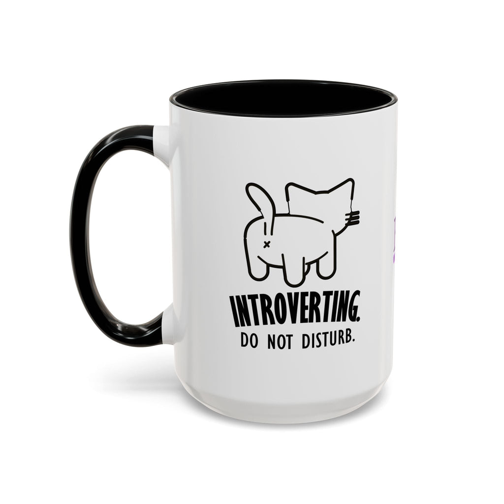 Introverting. Do Not Disturb. Two-Tone Cat Coffee Mug (11oz & 15oz) - Drinkware, Coffee Mugs - EpiAl's Shop