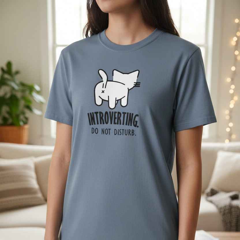 Introverting. Do Not Disturb. Unisex Cat T-Shirt - Clothing, Women, T-Shirts - EpiAl's Shop