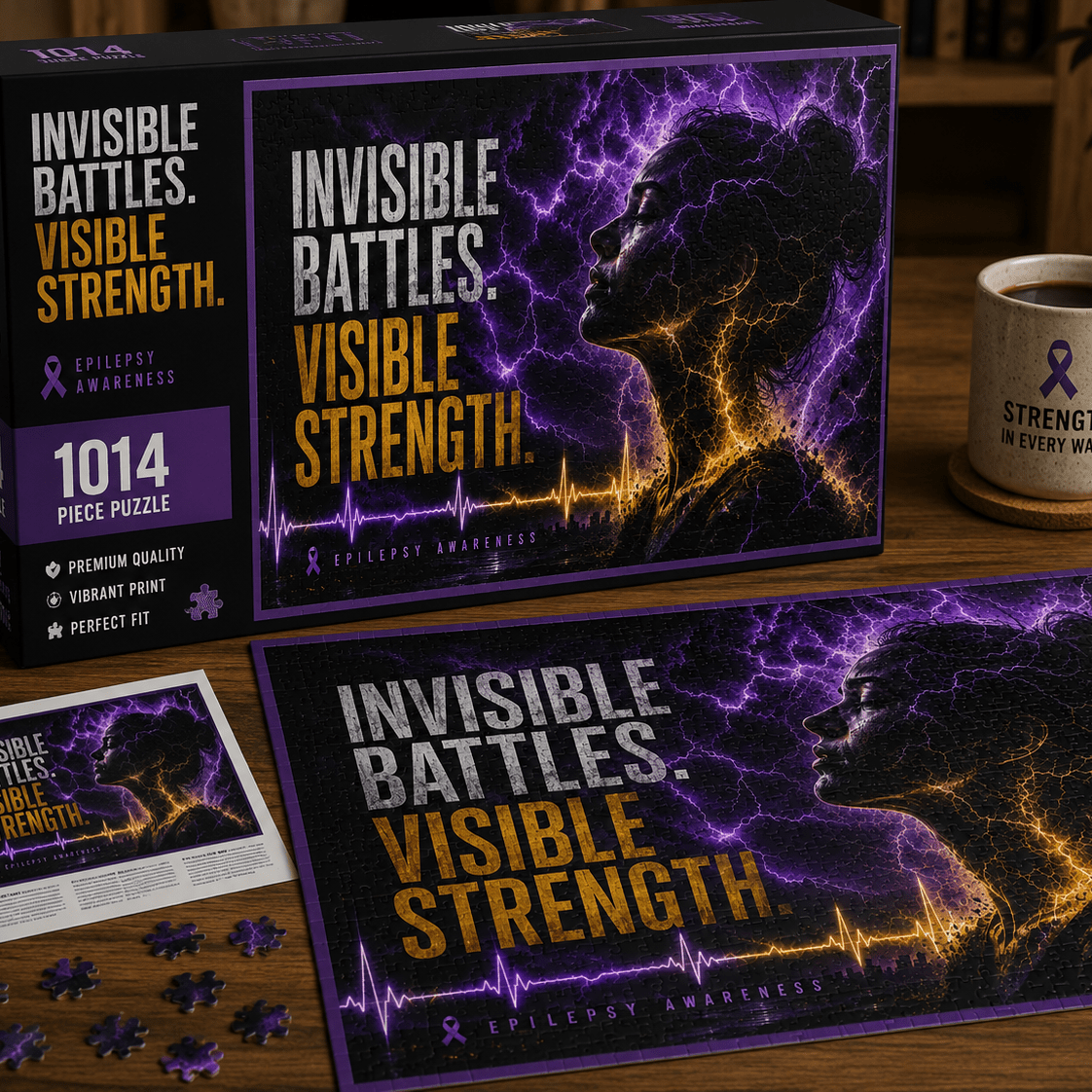 Invisible Battles Puzzle | Epilepsy Awareness Jigsaw Puzzle | 1014 Pieces - Toys & Games, Puzzles - EpiAl's Shop