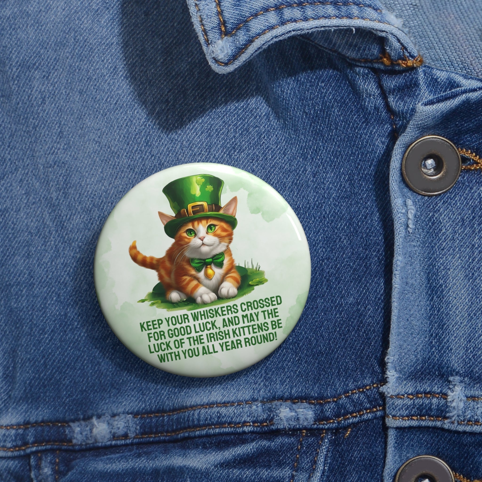Irish Kitten Wish Again Pin Buttons - Collectibles, Pinback Buttons - EpiAl's Shop