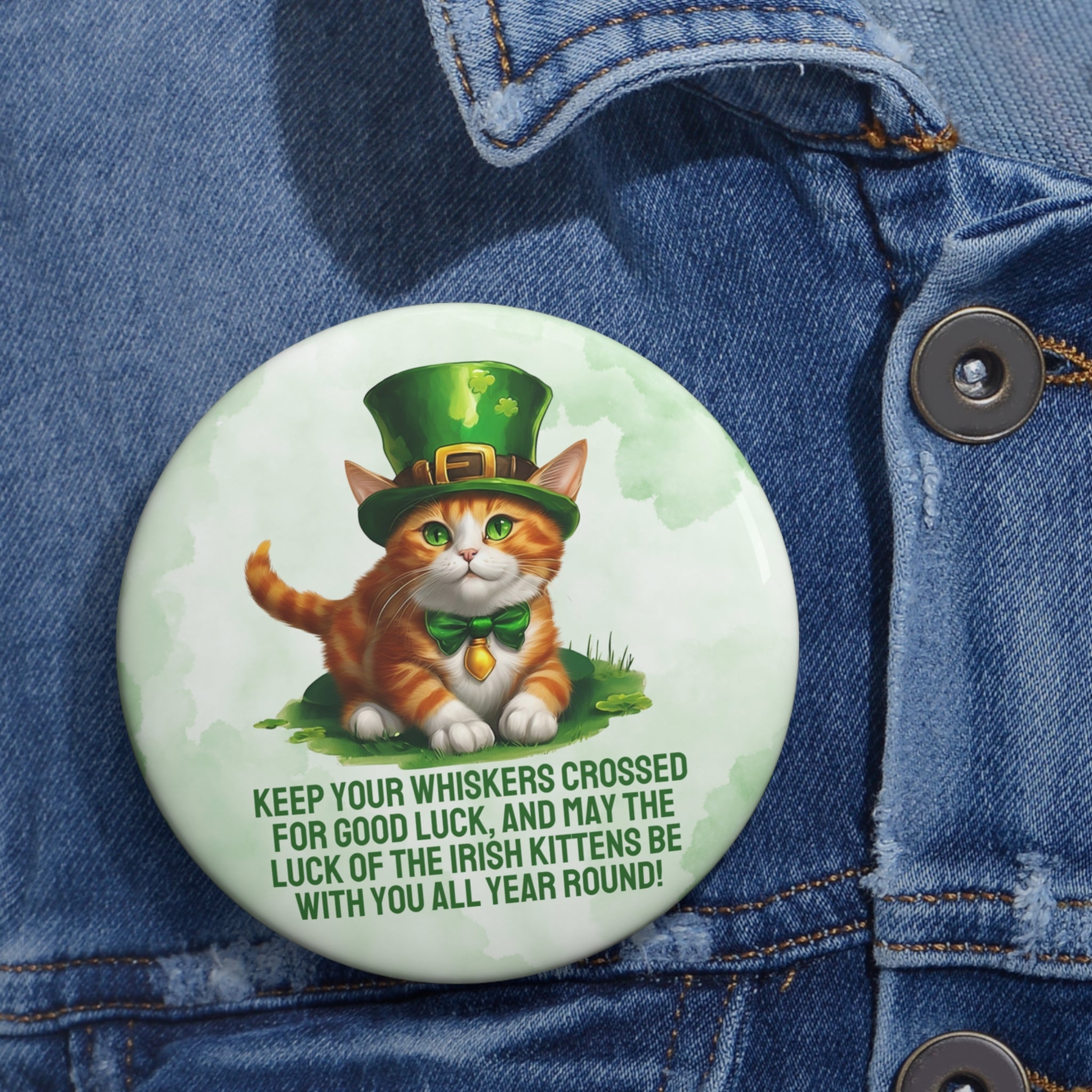 Irish Kitten Wish Again Pin Buttons - Collectibles, Pinback Buttons - EpiAl's Shop