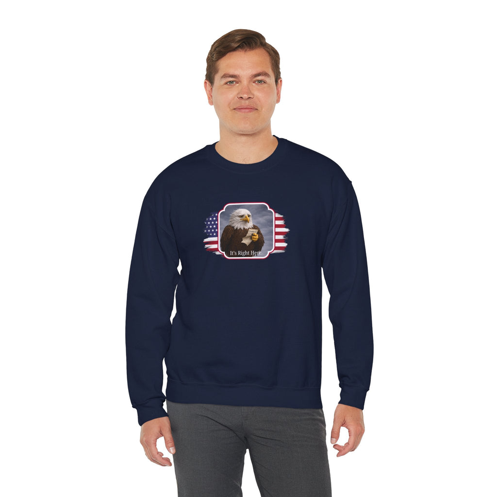 “It’s Right Here” Political Parody Crewneck Sweatshirt - Clothing, Unisex, Sweatshirts - EpiAl's Shop