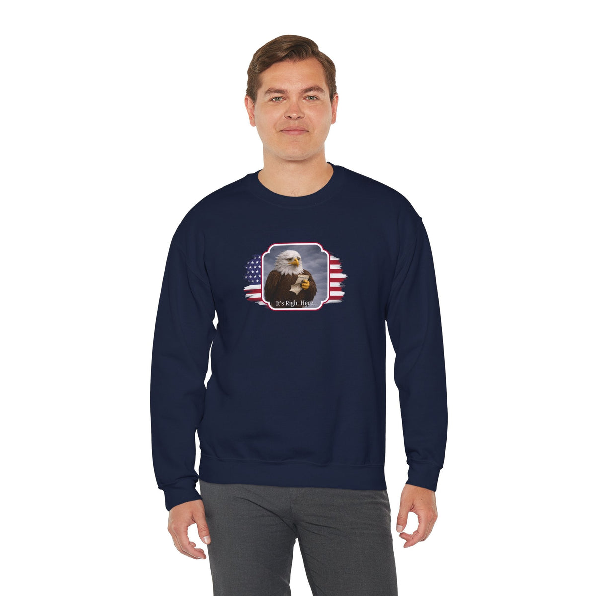 “It’s Right Here” Political Parody Crewneck Sweatshirt - Clothing, Unisex, Sweatshirts - EpiAl's Shop