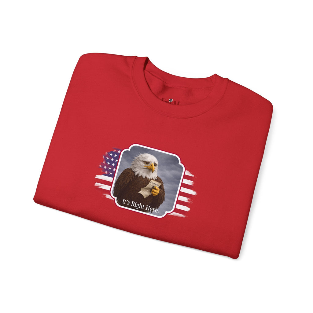“It’s Right Here” Political Parody Crewneck Sweatshirt - Clothing, Unisex, Sweatshirts - EpiAl's Shop