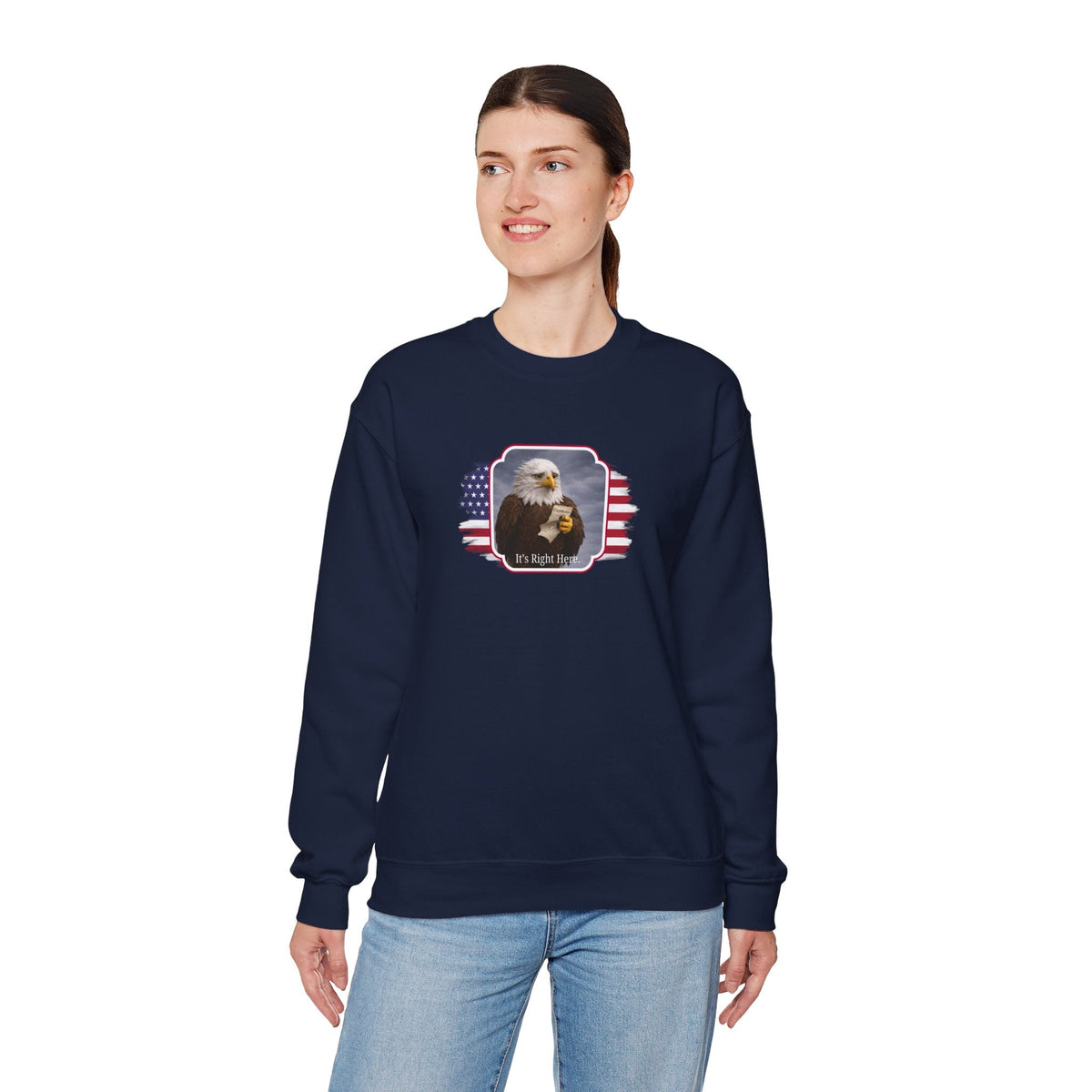 “It’s Right Here” Political Parody Crewneck Sweatshirt - Clothing, Unisex, Sweatshirts - EpiAl's Shop