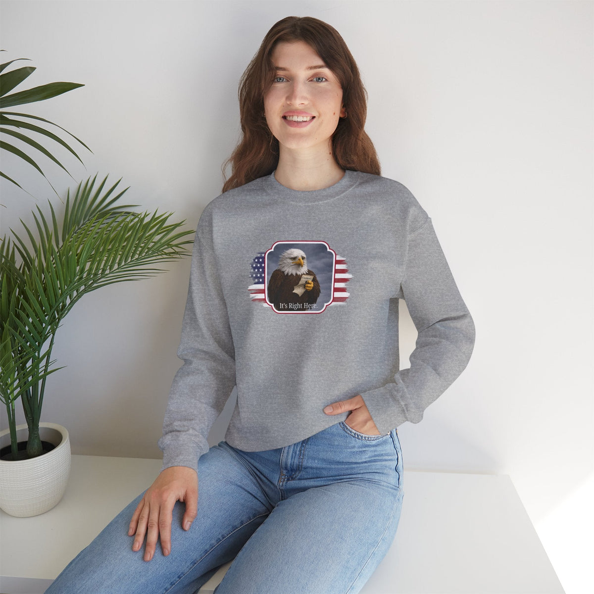 “It’s Right Here” Political Parody Crewneck Sweatshirt - Clothing, Unisex, Sweatshirts - EpiAl's Shop