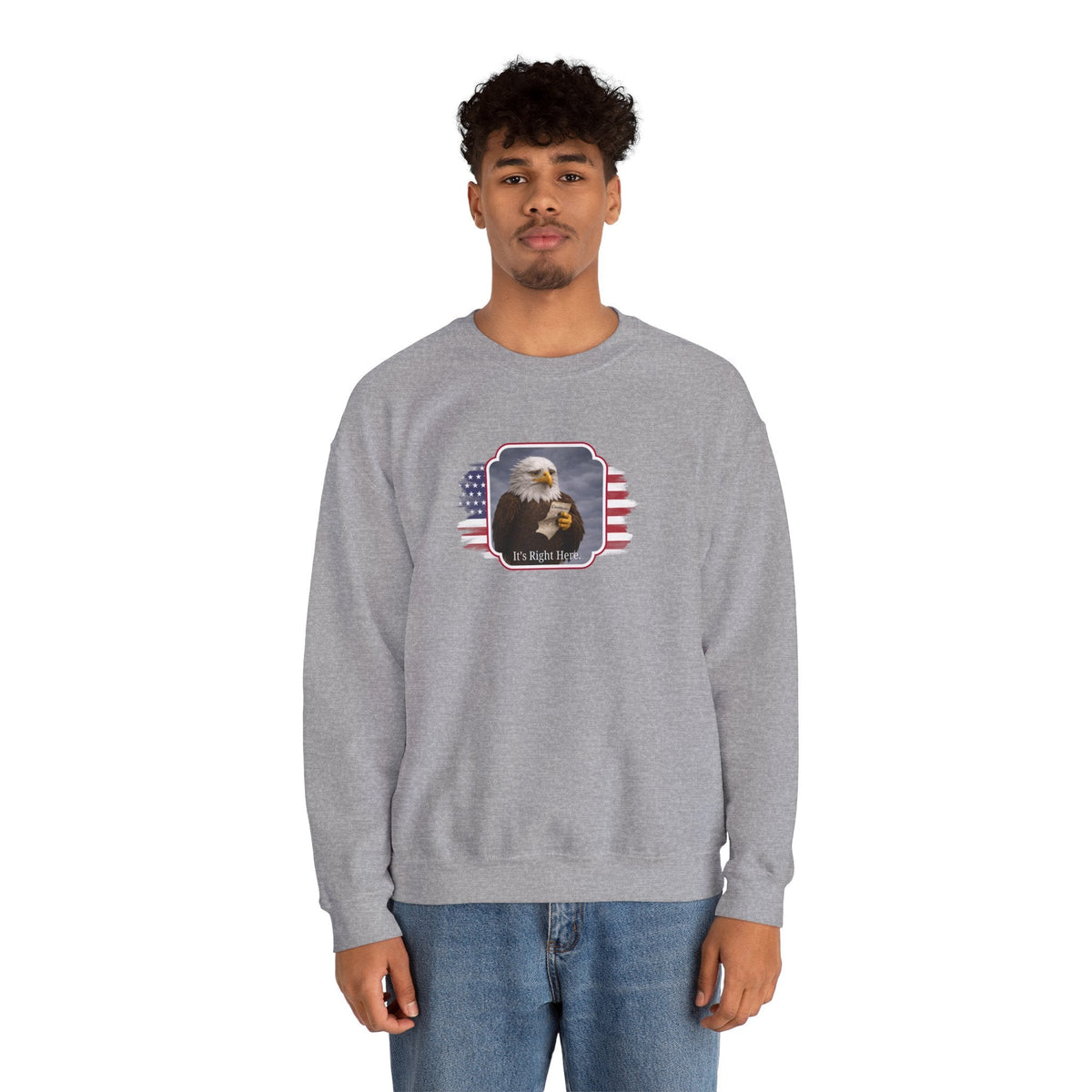 “It’s Right Here” Political Parody Crewneck Sweatshirt - Clothing, Unisex, Sweatshirts - EpiAl's Shop