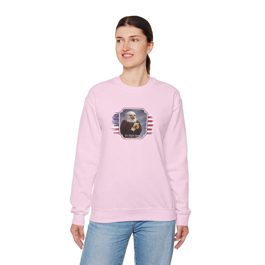 “It’s Right Here” Political Parody Crewneck Sweatshirt - Clothing, Unisex, Sweatshirts - EpiAl's Shop