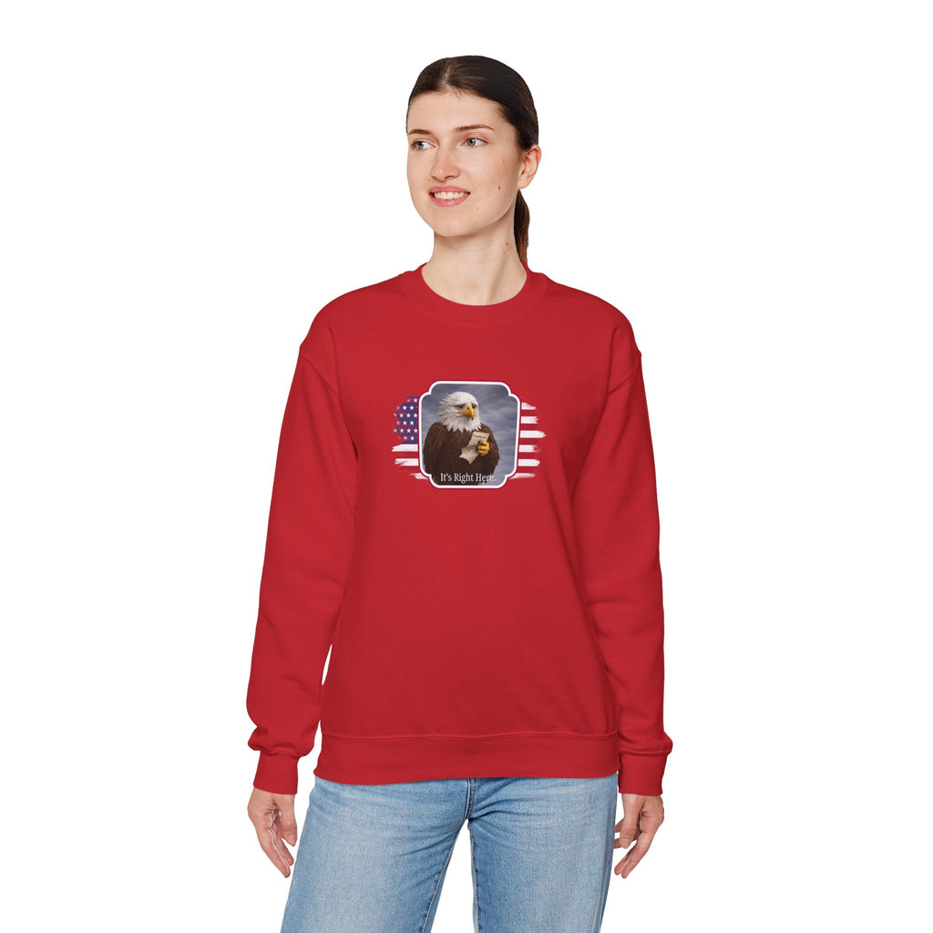 “It’s Right Here” Political Parody Crewneck Sweatshirt - Clothing, Unisex, Sweatshirts - EpiAl's Shop