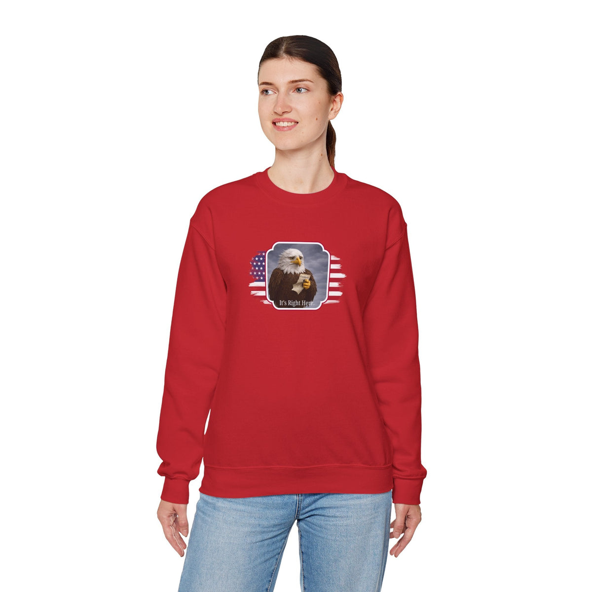 “It’s Right Here” Political Parody Crewneck Sweatshirt - Clothing, Unisex, Sweatshirts - EpiAl's Shop