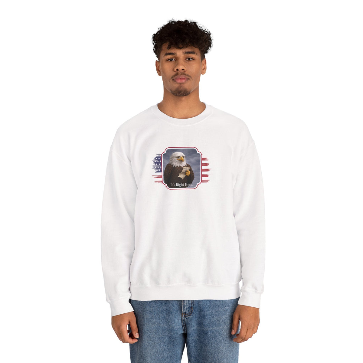 “It’s Right Here” Political Parody Crewneck Sweatshirt - Clothing, Unisex, Sweatshirts - EpiAl's Shop