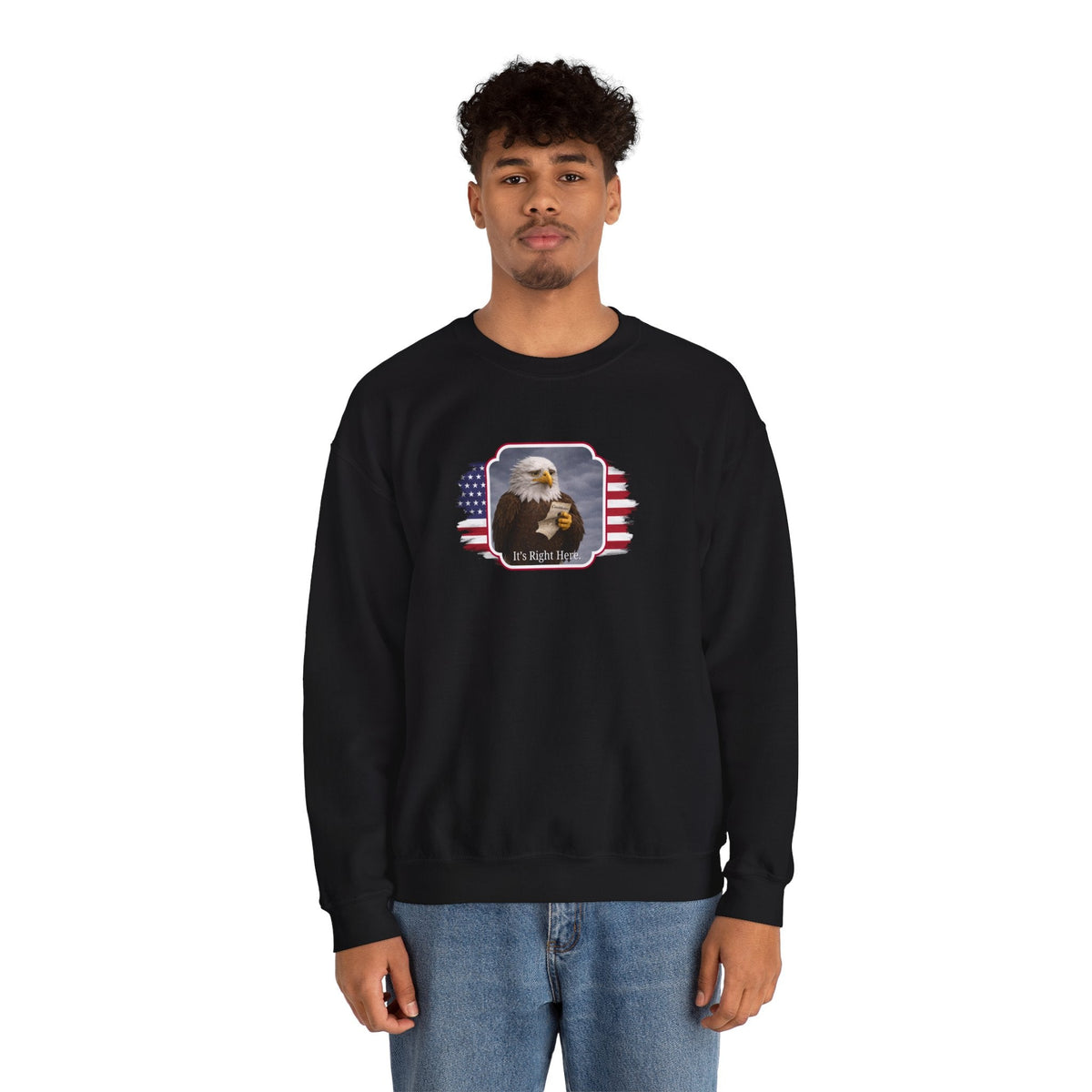 “It’s Right Here” Political Parody Crewneck Sweatshirt - Clothing, Unisex, Sweatshirts - EpiAl's Shop