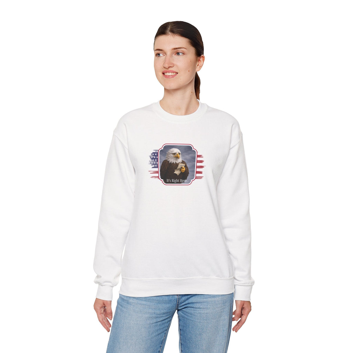 “It’s Right Here” Political Parody Crewneck Sweatshirt - Clothing, Unisex, Sweatshirts - EpiAl's Shop