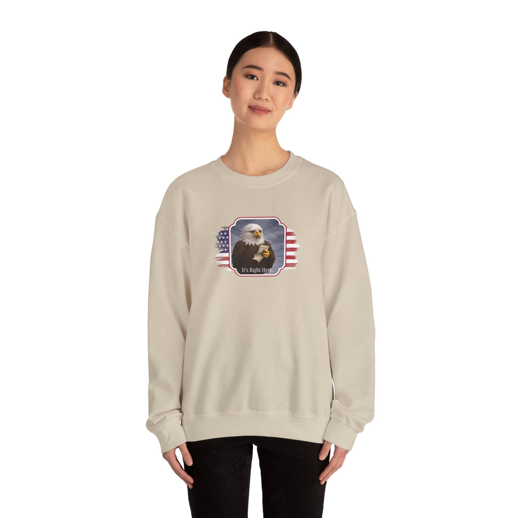 “It’s Right Here” Political Parody Crewneck Sweatshirt - Clothing, Unisex, Sweatshirts - EpiAl's Shop