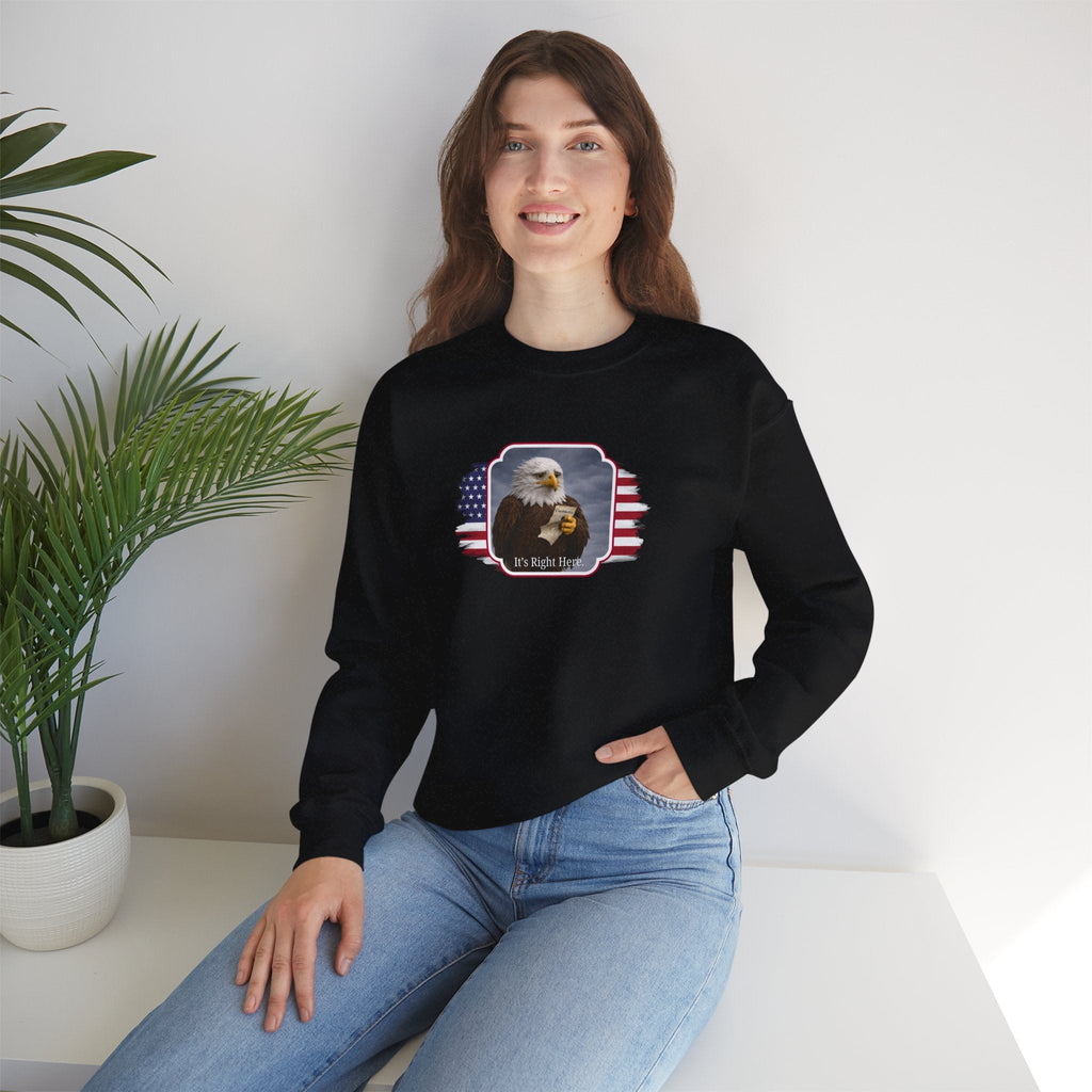 “It’s Right Here” Political Parody Crewneck Sweatshirt - Clothing, Unisex, Sweatshirts - EpiAl's Shop