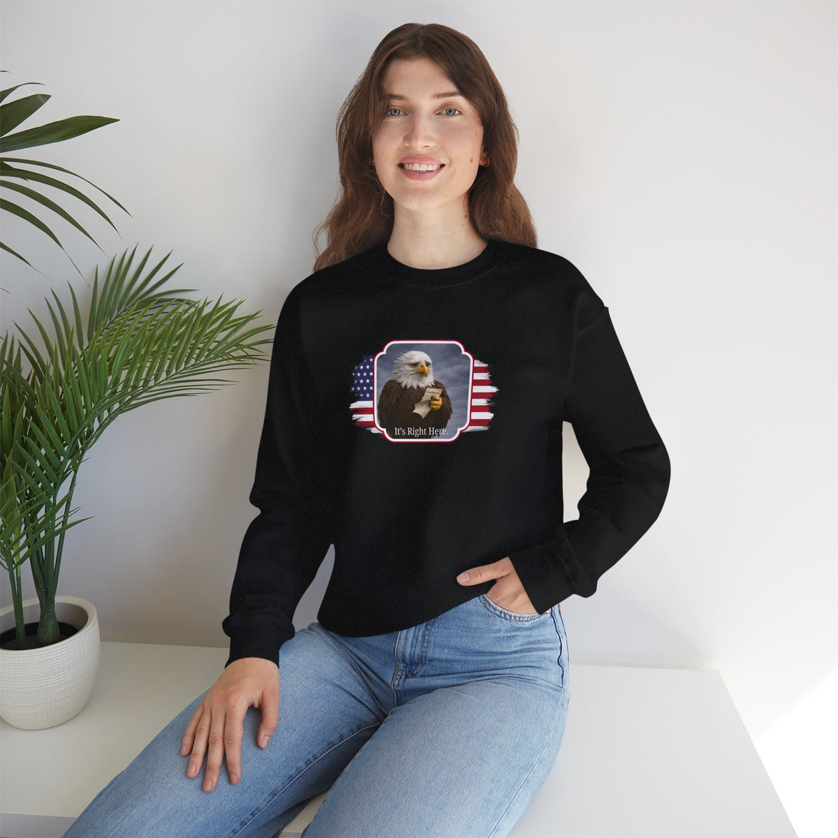 “It’s Right Here” Political Parody Crewneck Sweatshirt - Clothing, Unisex, Sweatshirts - EpiAl's Shop
