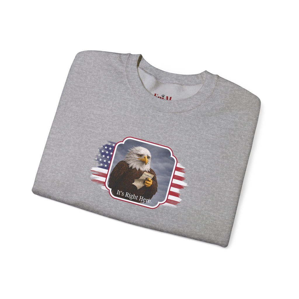 “It’s Right Here” Political Parody Crewneck Sweatshirt - Clothing, Unisex, Sweatshirts - EpiAl's Shop