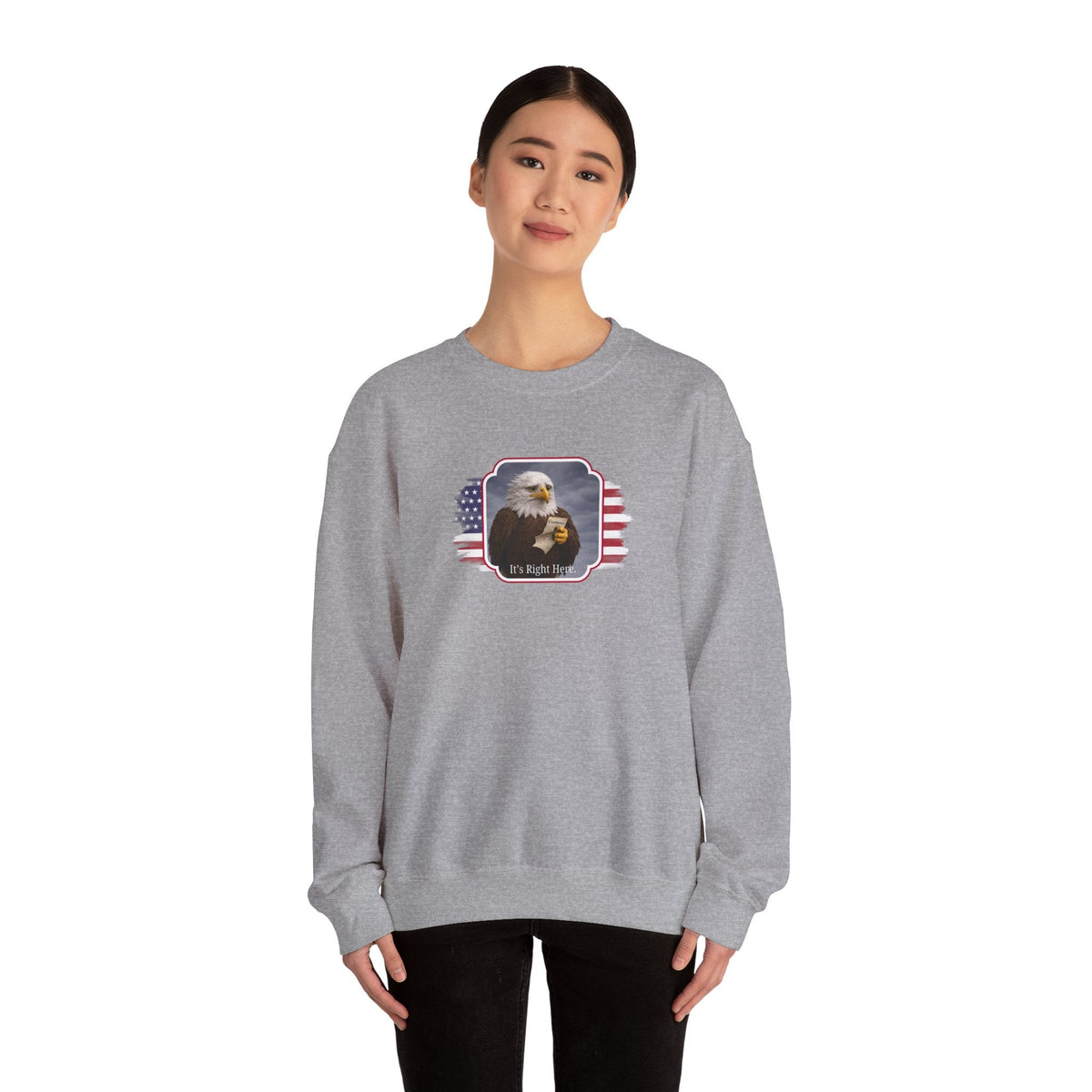 “It’s Right Here” Political Parody Crewneck Sweatshirt - Clothing, Unisex, Sweatshirts - EpiAl's Shop