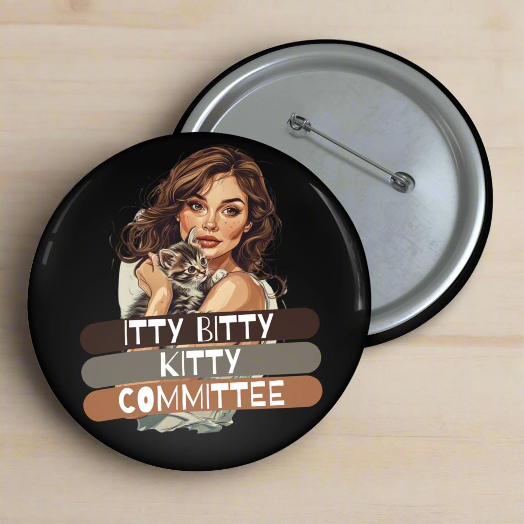 Itty Bitty Kitty Committee Pin Buttons | Cute Cat Lover Pins - Collectibles, Pinback Buttons - EpiAl's Shop
