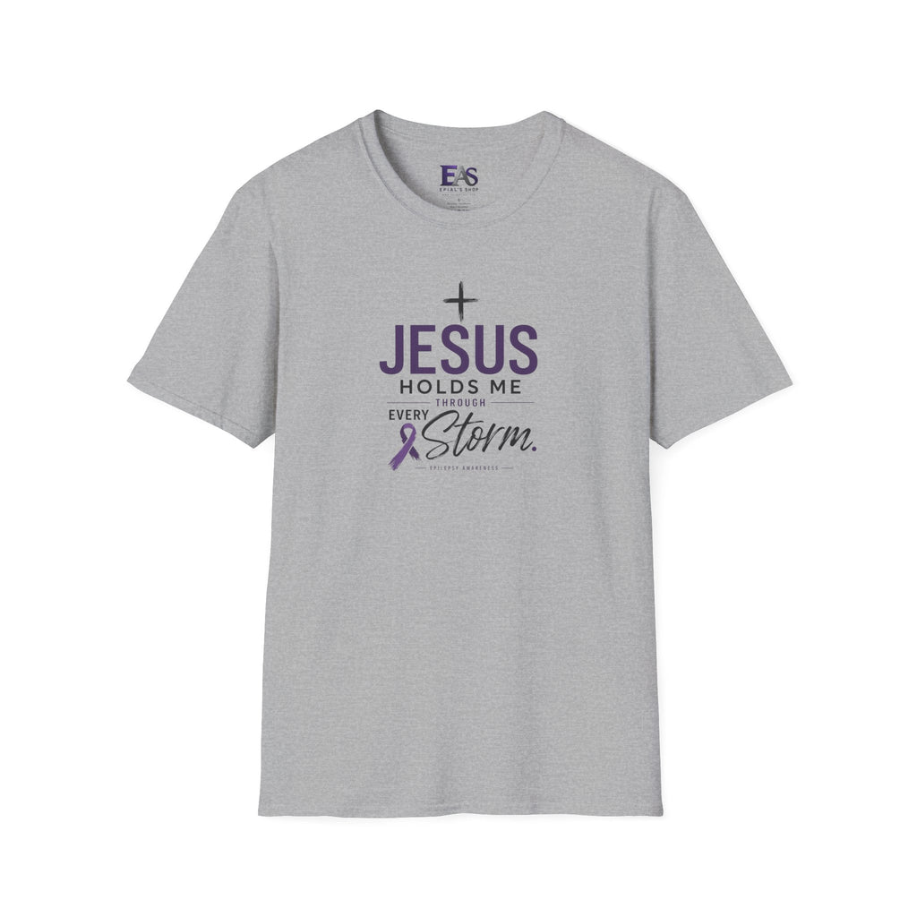 Jesus Holds Me Through Every Storm Epilepsy Awareness T-Shirt - Clothing, Unisex, T-Shirts - EpiAl's Shop