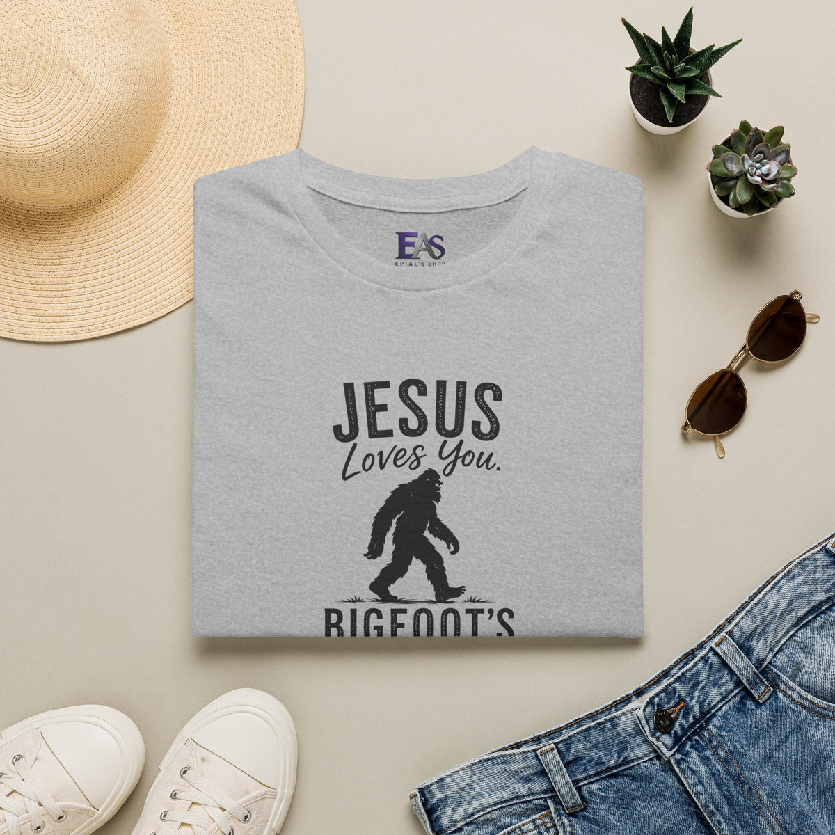 Jesus Loves You, Bigfoot’s Undecided T-Shirt | Funny Christian Sasquatch Tee - Clothing, Unisex, T-Shirts - EpiAl's Shop