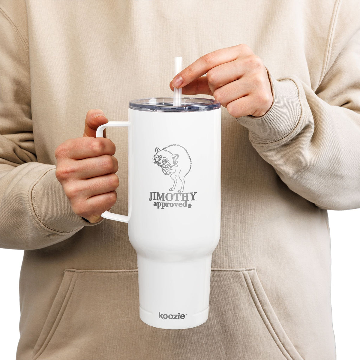 Jimothy Approved 40 oz Engraved Insulated Tumbler with Handle and Straw - Drinkware, Tumblers & Travel Mugs - EpiAl's Shop