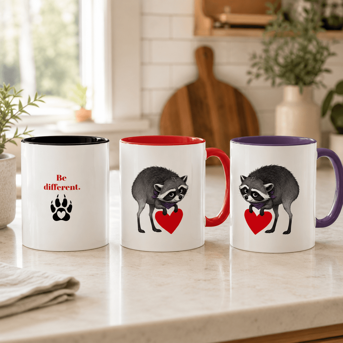 Jimothy “Be Different” Raccoon Mug - Drinkware, Coffee Mugs - EpiAl's Shop